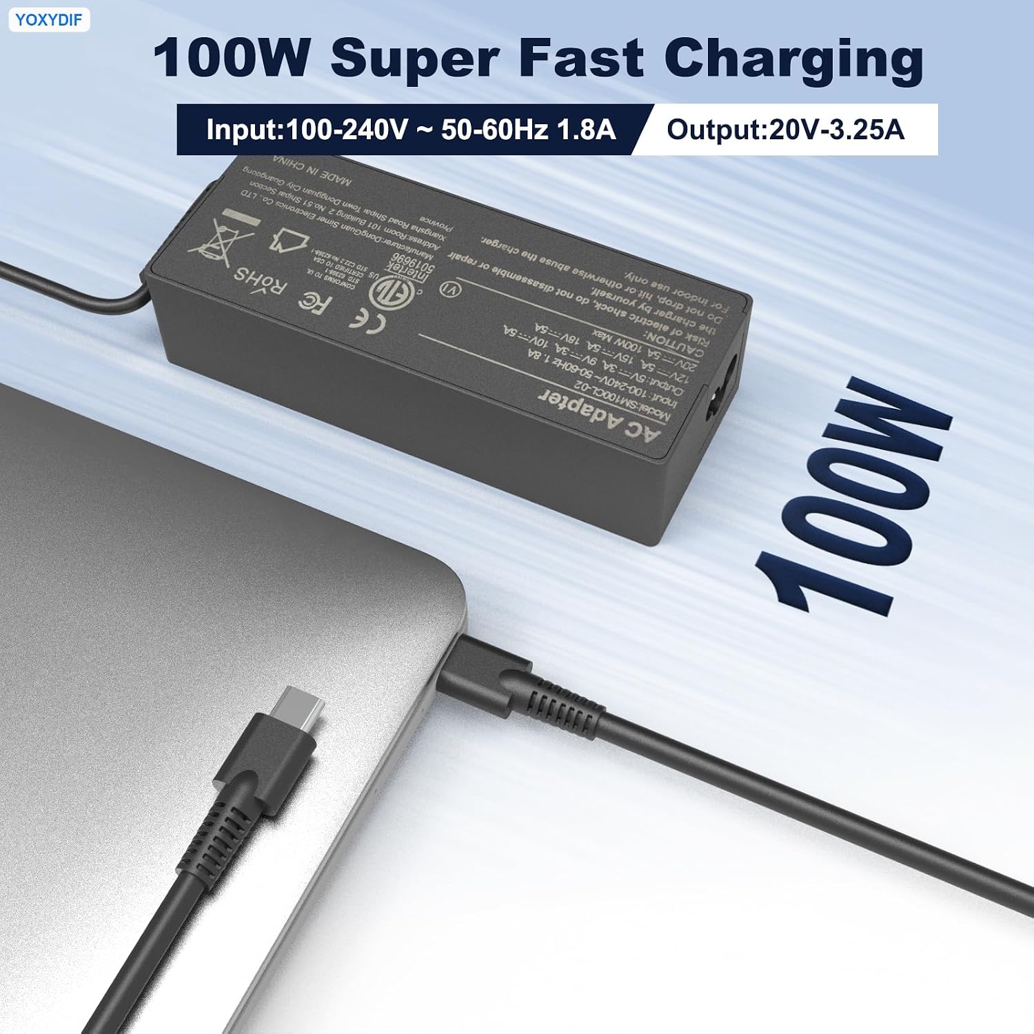 100W USB C Laptop Charger Fast Compatible with 90W 65W USB C Laptop Charger,100 Watt Universal Type C Computer Power Adapter Cord Fit for Lenovo,HP,Dell,Acer,Asus,Macbook,Samsung and All USB-C Devices