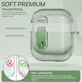 for AirPods 5/4 Case (2026/2024) with Safety Lock, Anti-Lost Clear Case