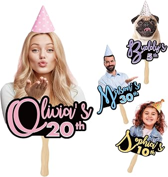 Custom Cardboard Cutout Big Head with Your Photo Personalized Face Head Cutouts on A Stick, Custom Photo Big Head Cutout for Birthday Party Decorations