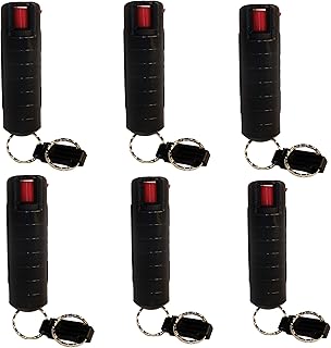 1/2 Oz Wildfire 1.4 Percent MC Hard Case Key Chain Pepper Spray Bundle - Choice of Colors - Lot of 6 Pieces (Black Wildfire)