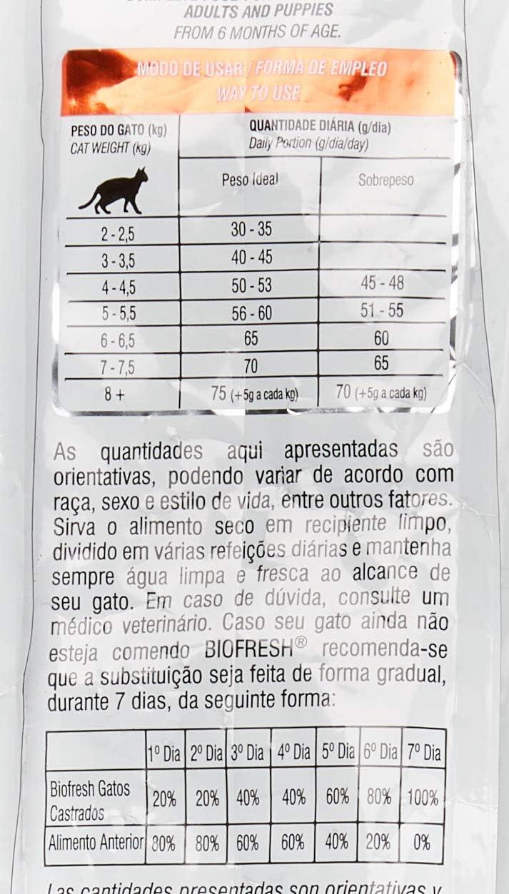 Hercosul Biofresh ração para Gatos Castrados, Sabor Salmão 7,5kg