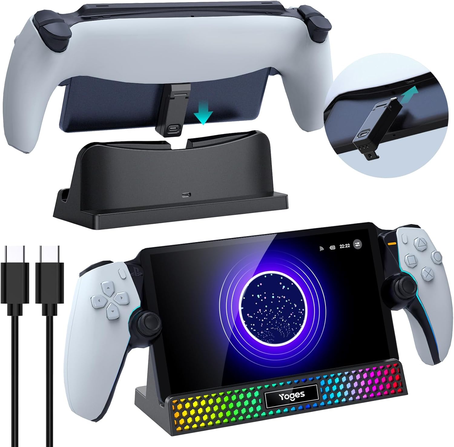 YOGES Charging Dock for PlayStation Portal, 3 in 1 Charging