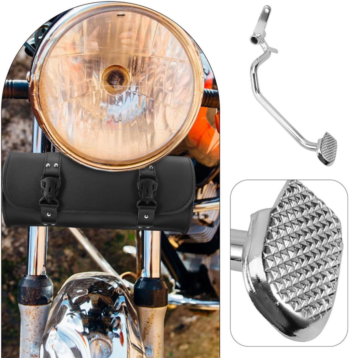 2pcs Motorcycle Rear Brake Lever Pedal Foot Lever Silver Metal Brake Pedal with Easy Installation and Excellent Resistance for Motorbike Rear Foot Controls