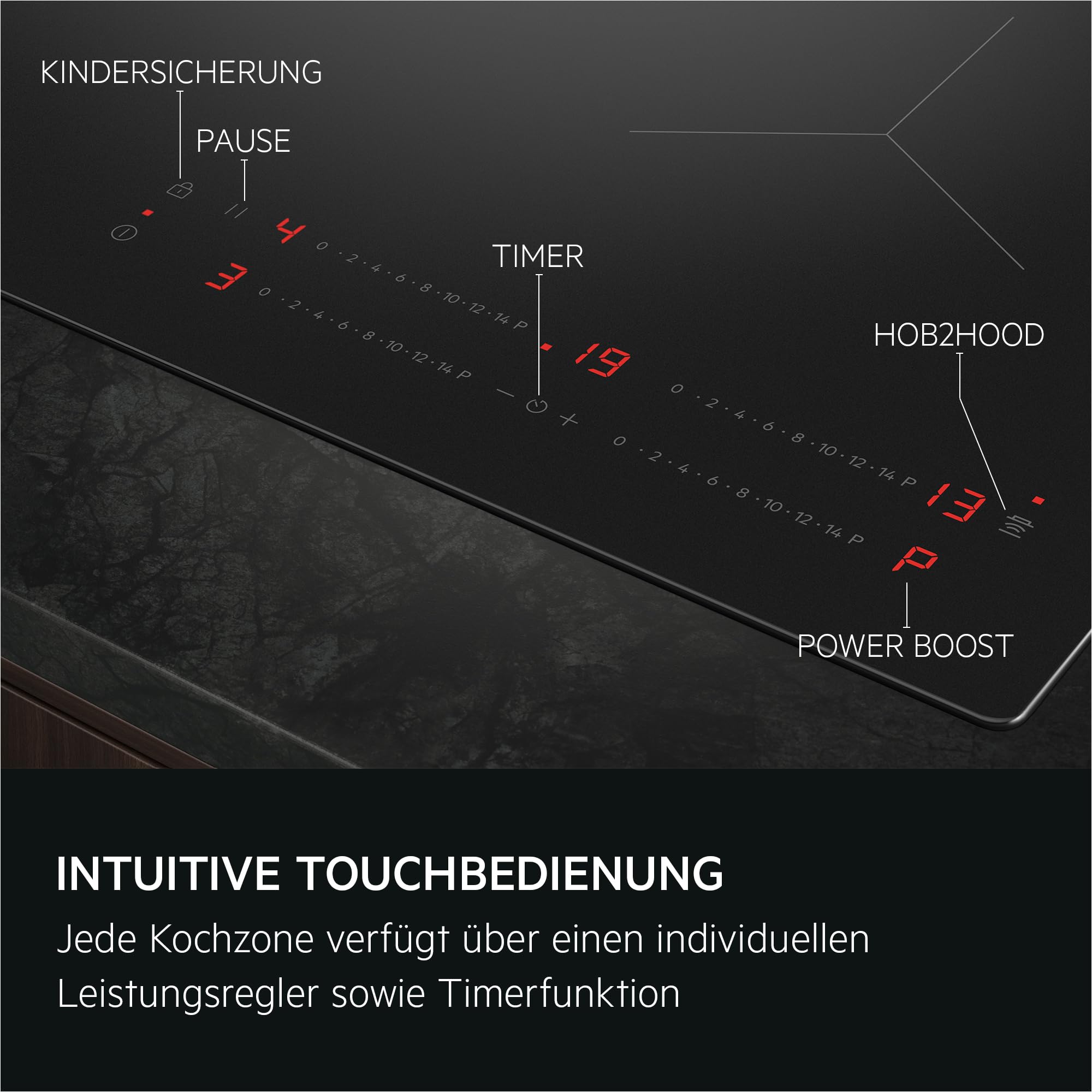 AEG Induktionskochfeld Autark 80 cm, Made in Germany, 4 Flex-Kochzonen mit kratzresistenter SaphirMattSE-Oberfläche, Powerfunktion für schnelleres Kochen, Timer, Touch-Bedienung, Rahmenlos, TO84IA0FIT