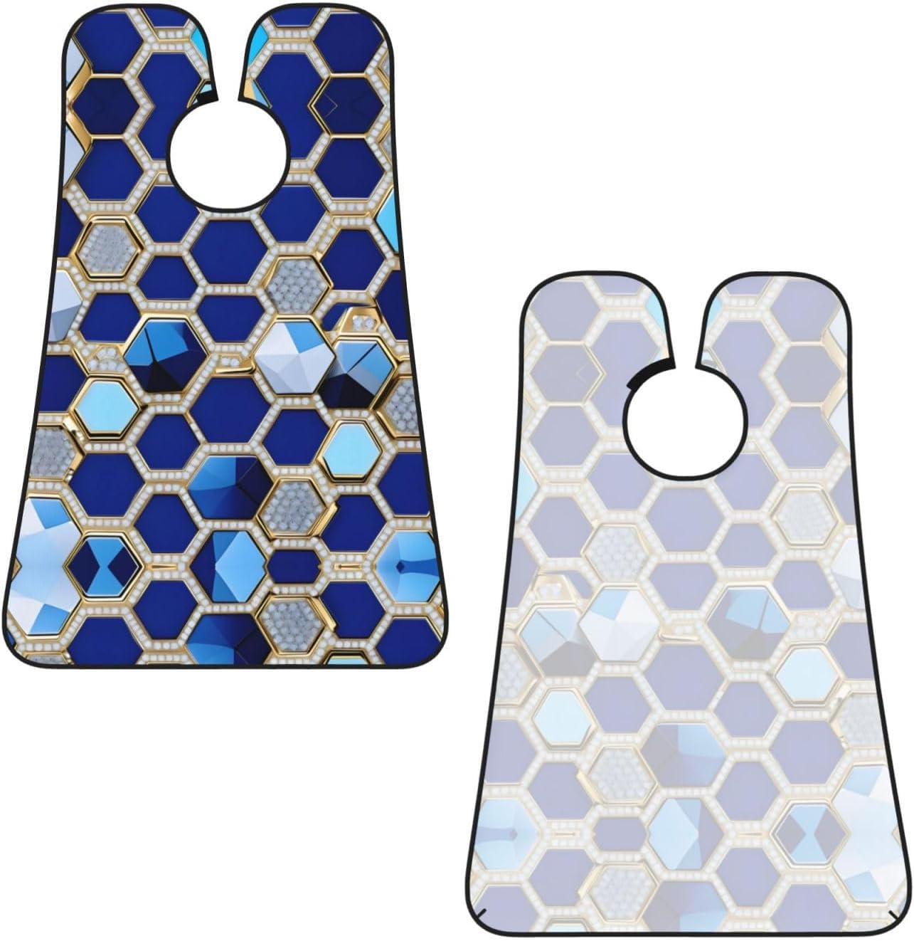 Blue Hexagons And Diamond Print Beard Bib Apron For Men, Beard Hair Catcher For Men Shaving Trimming,Beard Cape Cloth