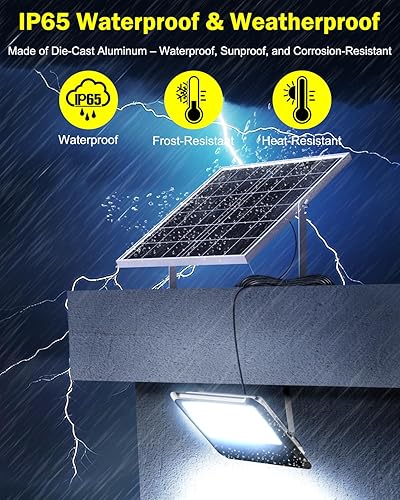 Miniatura 5 de Engrepo Luz solar al aire libre, 10000LM Luces Solares del atardecer al amanecer Auto OnOff Luz de inundación de seguridad alimentada por energía