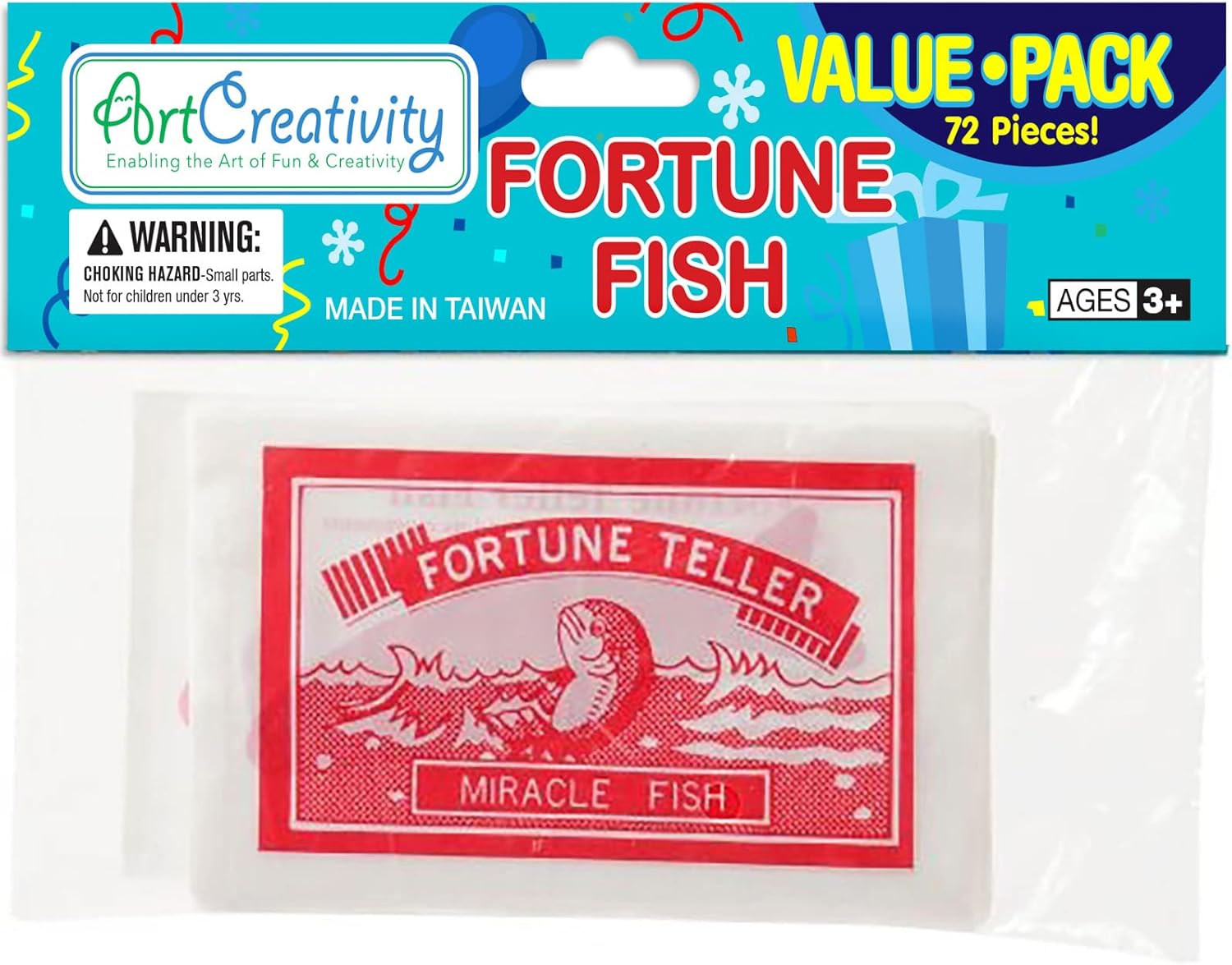 ArtCreativity Large 3.5 Inch Mood Fortune Teller Fish - Set of 72 - Cool Novelty Toy for Kids and Adults - Fun Science Learning Aid - Christmas Party Cracker Toy, Gift Exchange & Birthday Party Favor