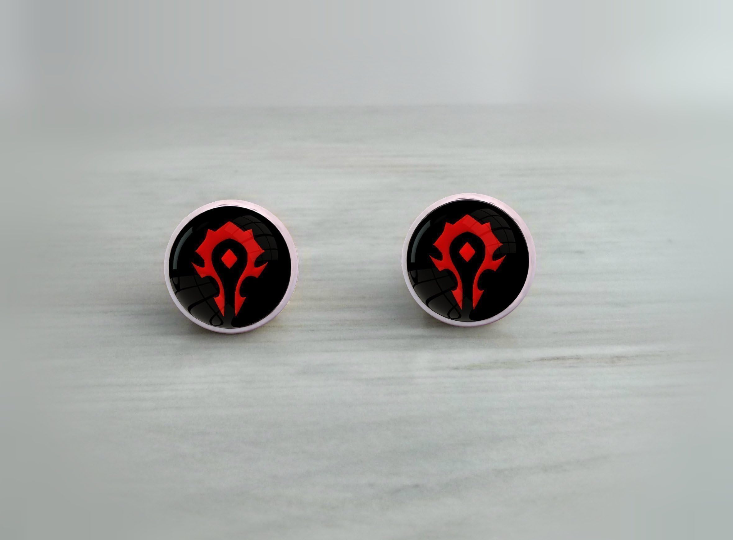 Lok'tar Ogar! World of Warcraft Horde Glass Dome Stud Earrings
