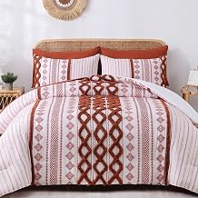 Herside Tufted Boho Comforter Set Bed in A Bag,Shabby Chic Aztec Western Beige Bedding Tufted Decor Queen Size Bedding Comforter and Sheet Set,Farmhouse Luxury 7 Pieces Quilt Set for All Season