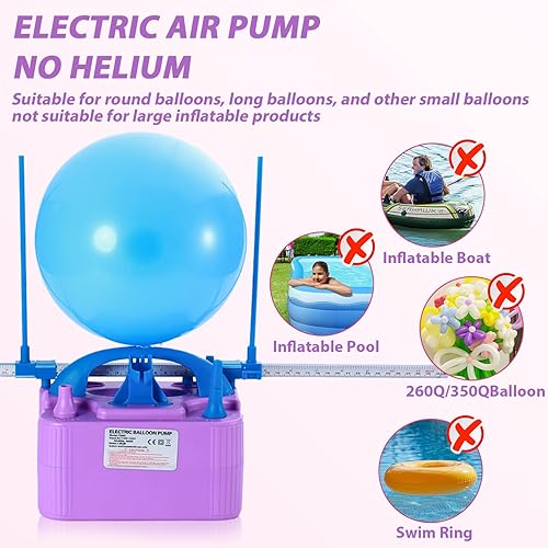 Miniatura 9 de Bomba de globo eléctrica, bomba de aire eléctrica de repuesto manual para globos, bomba de inflado de globo estándar de EE. UU., bomba eléctrica con