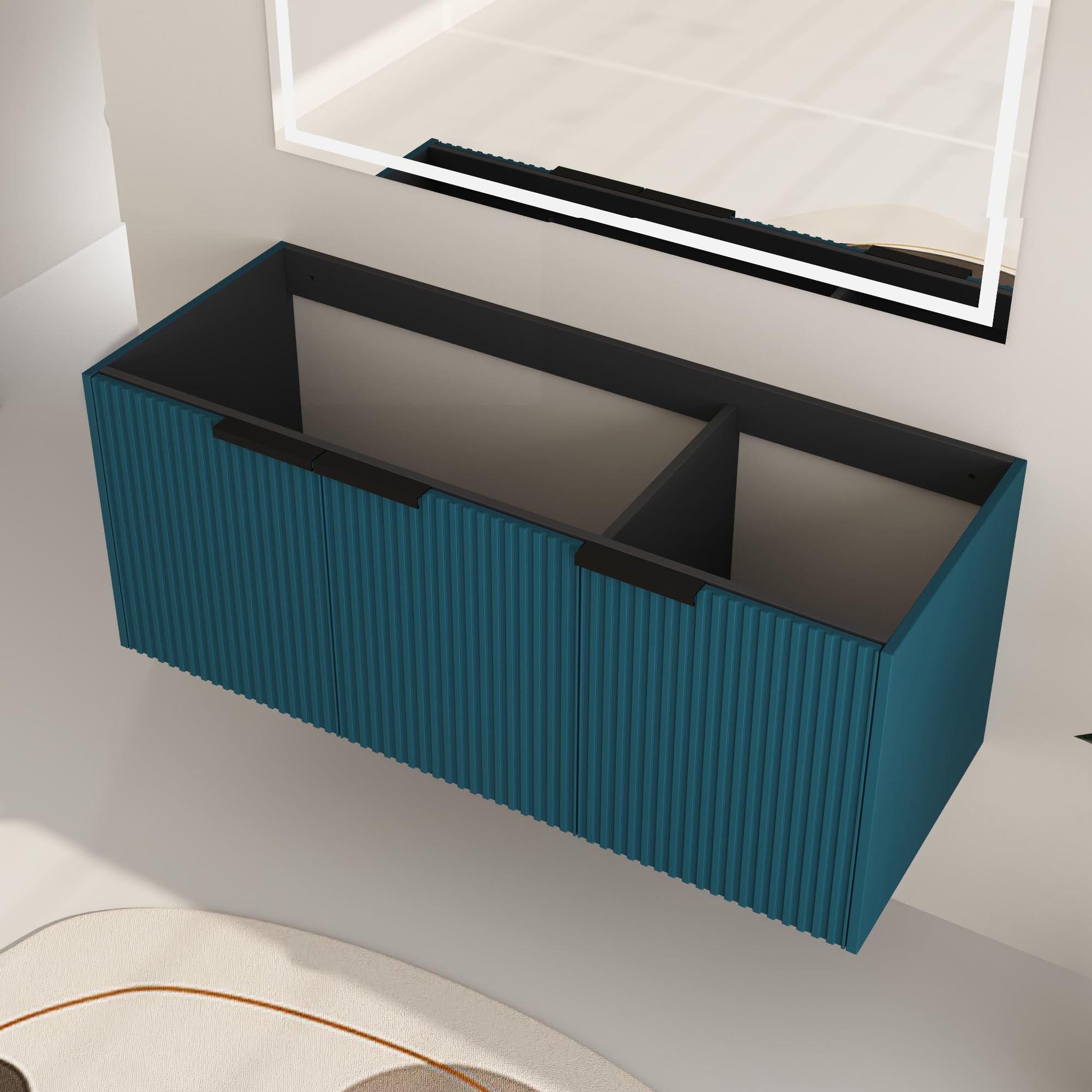 48 Inch Bathroom Vanity Without Sink, 48" Floating Vanity Without Top, Modern Wall Mounted Cabinet for Large Space, Large Bathroom Storage Cabinet