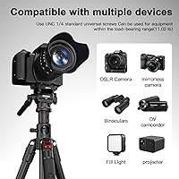 Vista 4 de COMAN Trípode de cámara superior de 72 pulgadas, trípode horizontal para cámara con placa QR de cabezal fluido, monopie desmontable, trípode