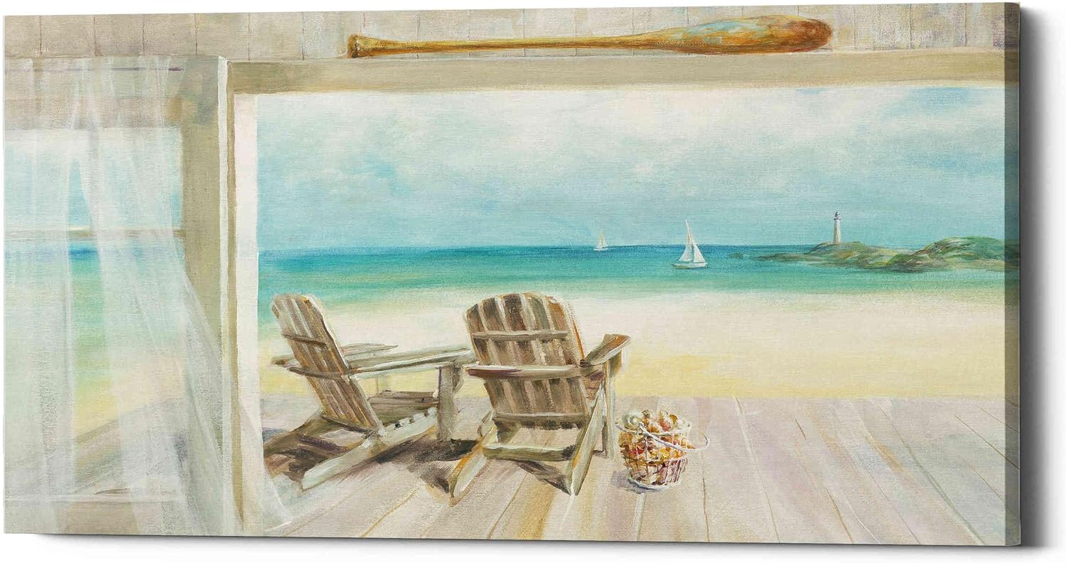 Epic Graffiti 'Seaside Morning 2' by Danhui Nai, Canvas Wall Art, 24"x12"
