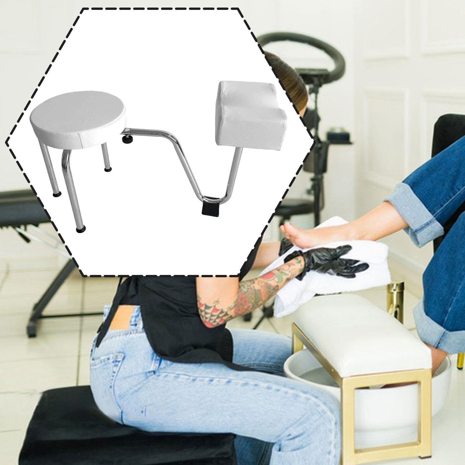 Reposapiés Ajustable para Manicura y Pedicura Silla de Estación con Soporte de Pie Metálico para Estudio-