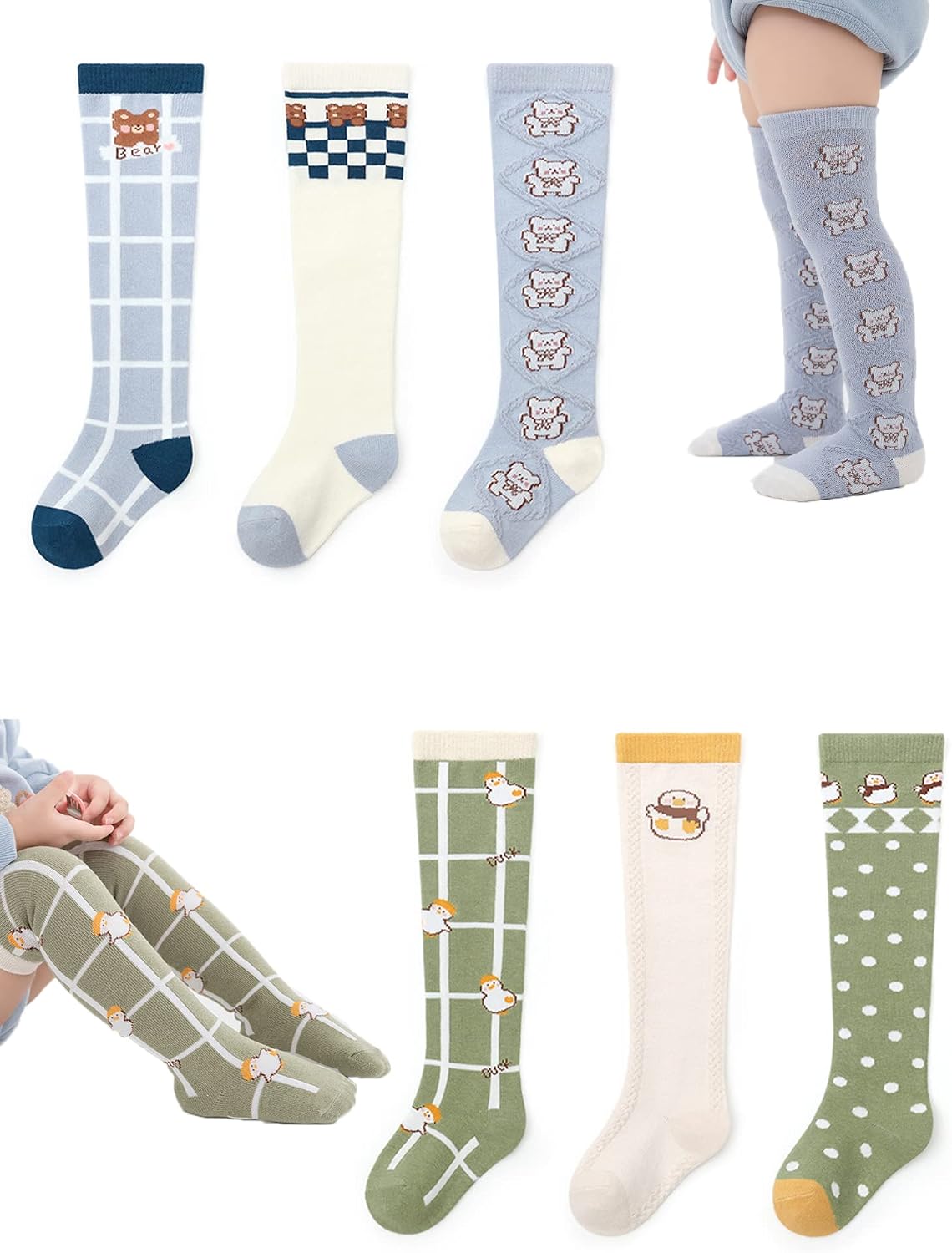 Toddlers Knee High Socks Girl Boy Dress Socks Newborn Infant Mary Janes Uniform Long Stockings 6 pairs