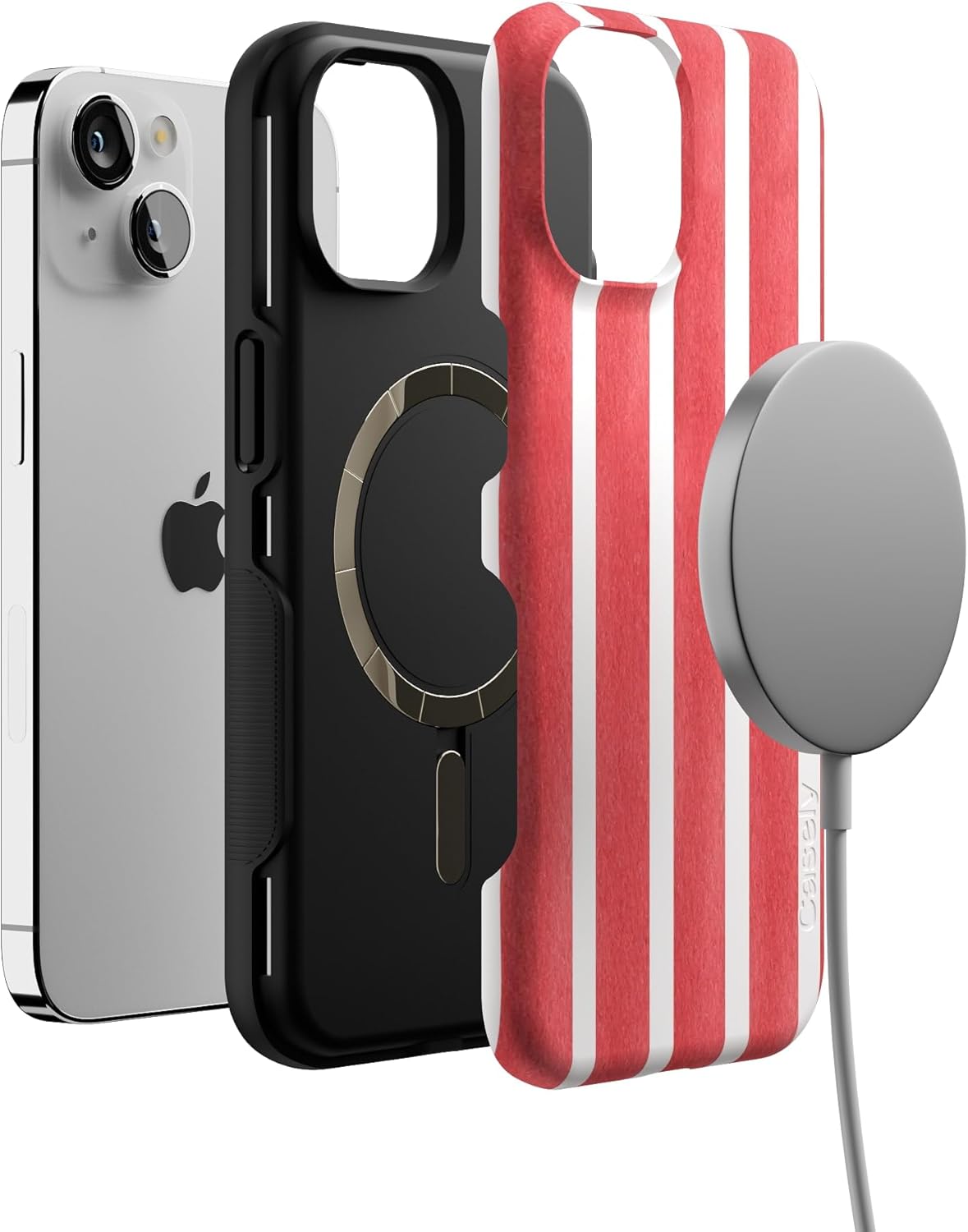 Casely iPhone 14 Case | East Coast Summer | Red Stripes | Bold Protective Design | Compatible with MagSafe