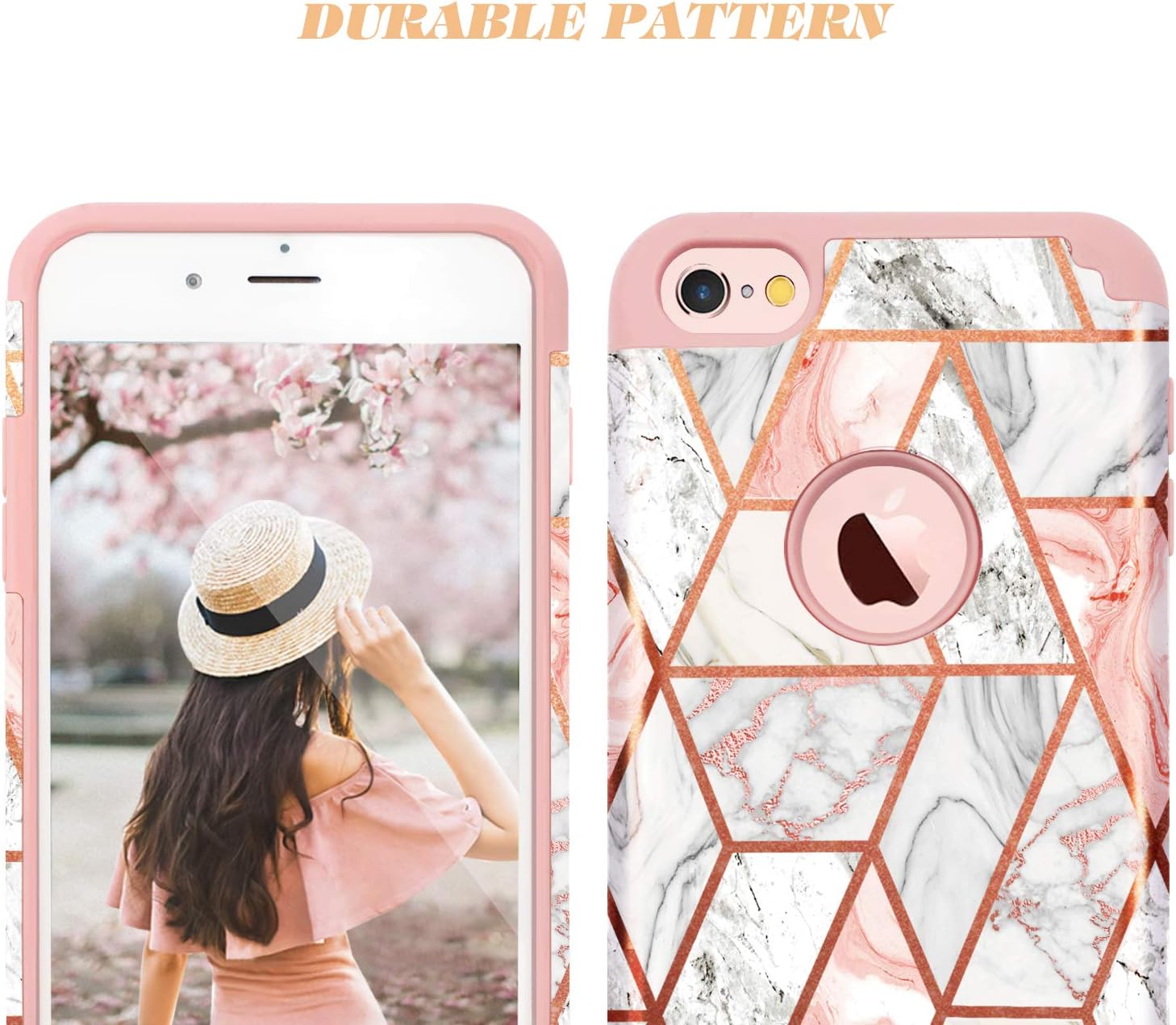 iPhone 6s Case, iPhone 6 Case,Fingic Rose Gold Marble Design for Girls Shiny Glitter Bumper Hybrid Hard PC Soft Silicone Rubber Anti-Scratch Shockproof Protective Case Cover for Apple iPhone 6/6S 4.7"