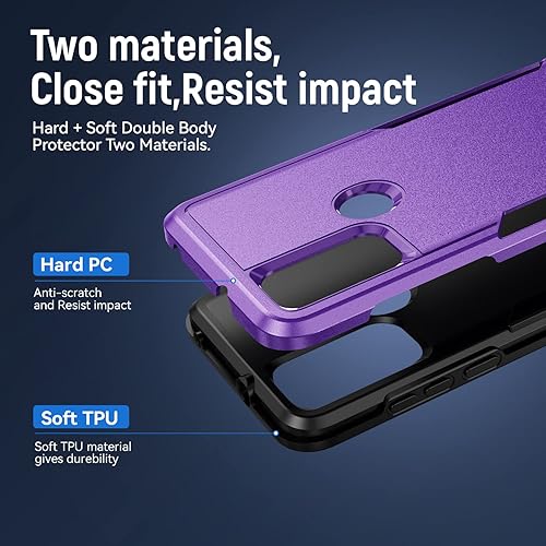 Miniatura 6 de Funda para Moto G Play 2023, morado, plástico, grado militar, a prueba de golpes, soporte magnético, 2 protectores de pantalla de vidrio templado