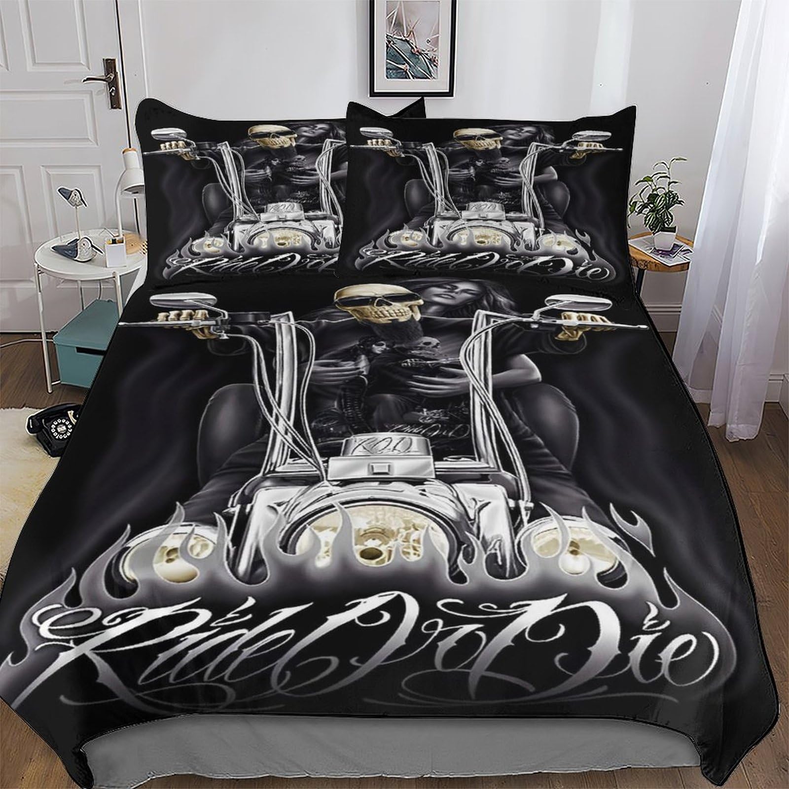 Housse de couette squelette pour chambre d'ado motif gothique original et literie confortable