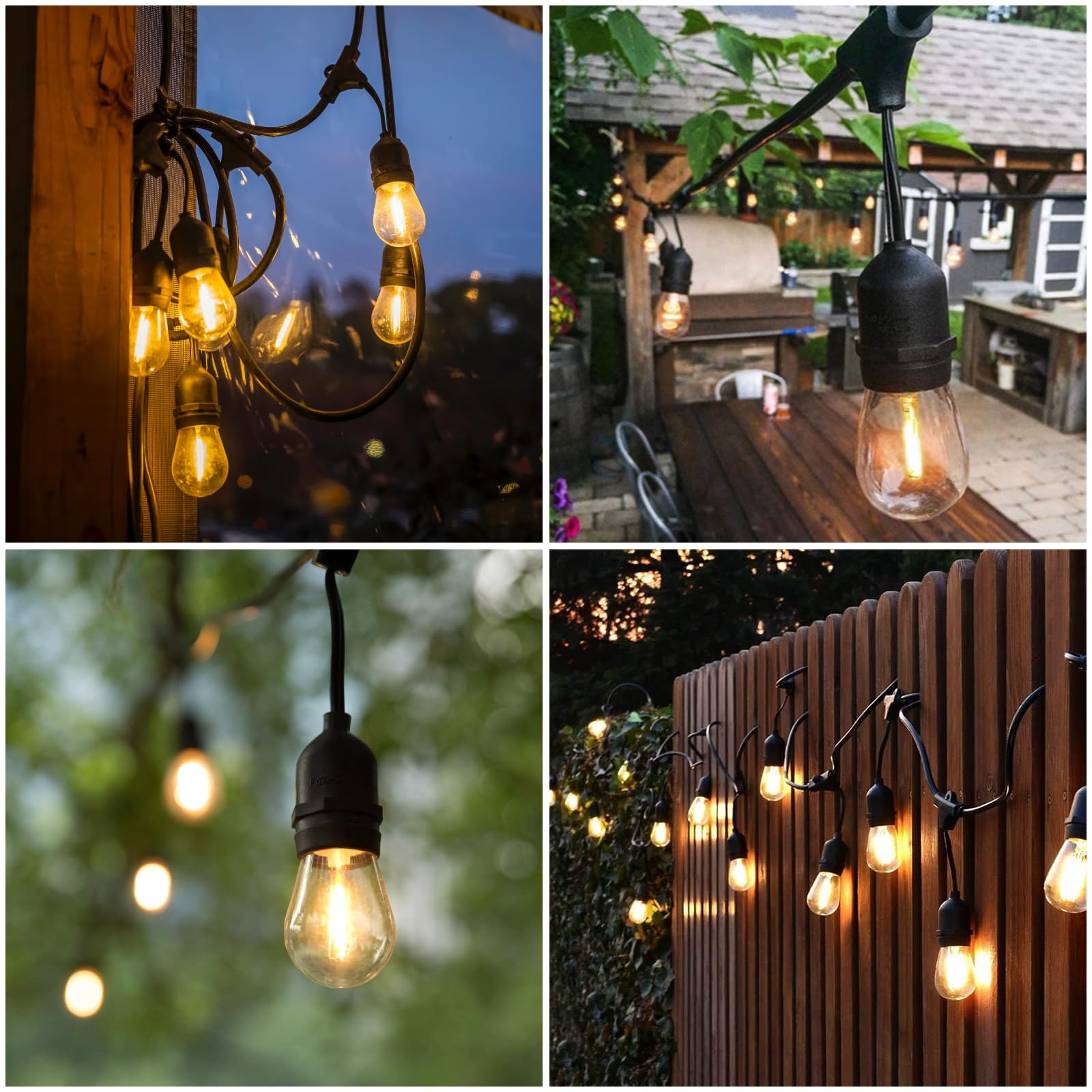 Lumiled Lichterkette Außen 10 Meter mit 10 E27 LED 1,3W Glühbirne ST45 Warmweiß 2200K 230V Birnen für Garten Biergarten Party Hochzeit Dekoration Terrasse Weihnachten verlängerbar mit Strom