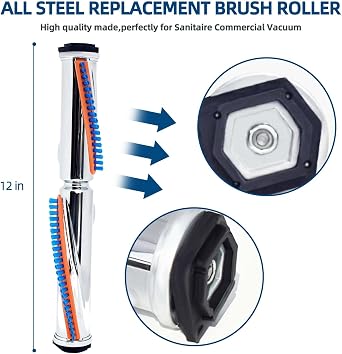 53270A Metal Brush Roller for Eureka Sanitaire Vibragroom II Series Commercial Upright Vacuum Cleaner Replace Replacement Part - 1-PACK of 12 Brushroll