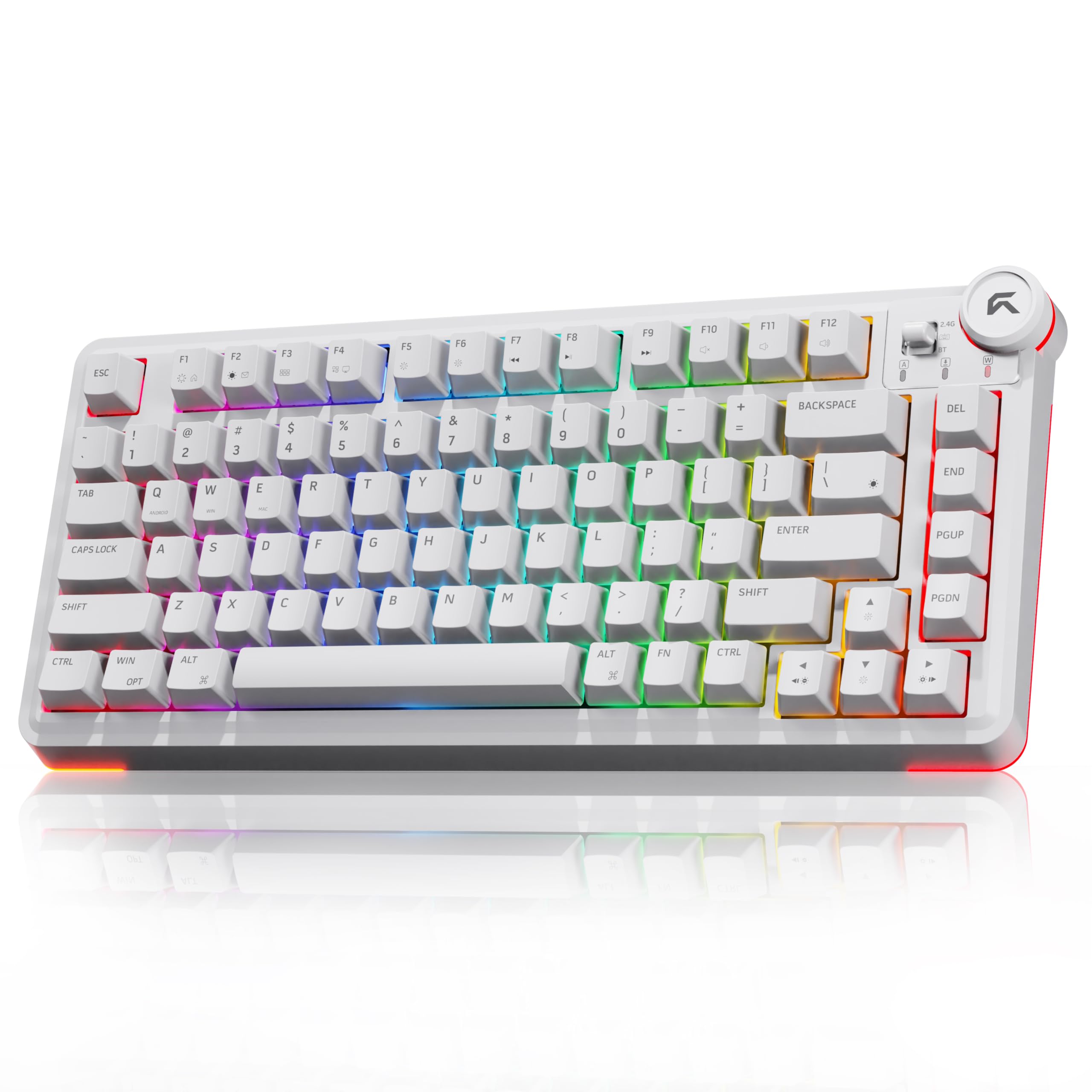 Cybeart | Nighthawk 75 - TKL Wireless RGB Mechanical Keyboard | MKII Pre-Lubed Switches | 4000 mAh Battery | 5-Layer Gasket | Hot-Swappable | Tri-Mode (White)-picture-31