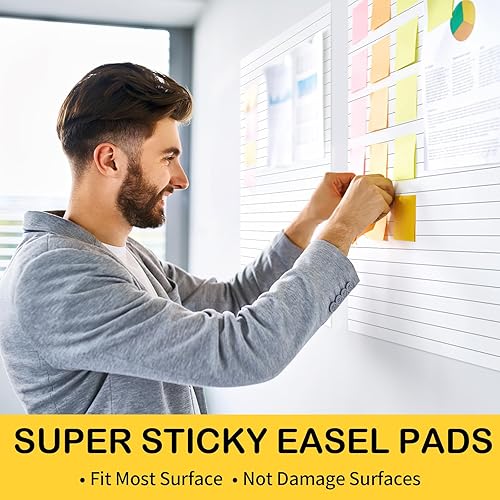 Miniatura 4 de Sticky Easel Pad, 25 in x 30 in, Large Sticky Notes for Wall, Super Sticky Easel Paper, Lined Self Stick Flip Chart Paper for Teachers and Office,