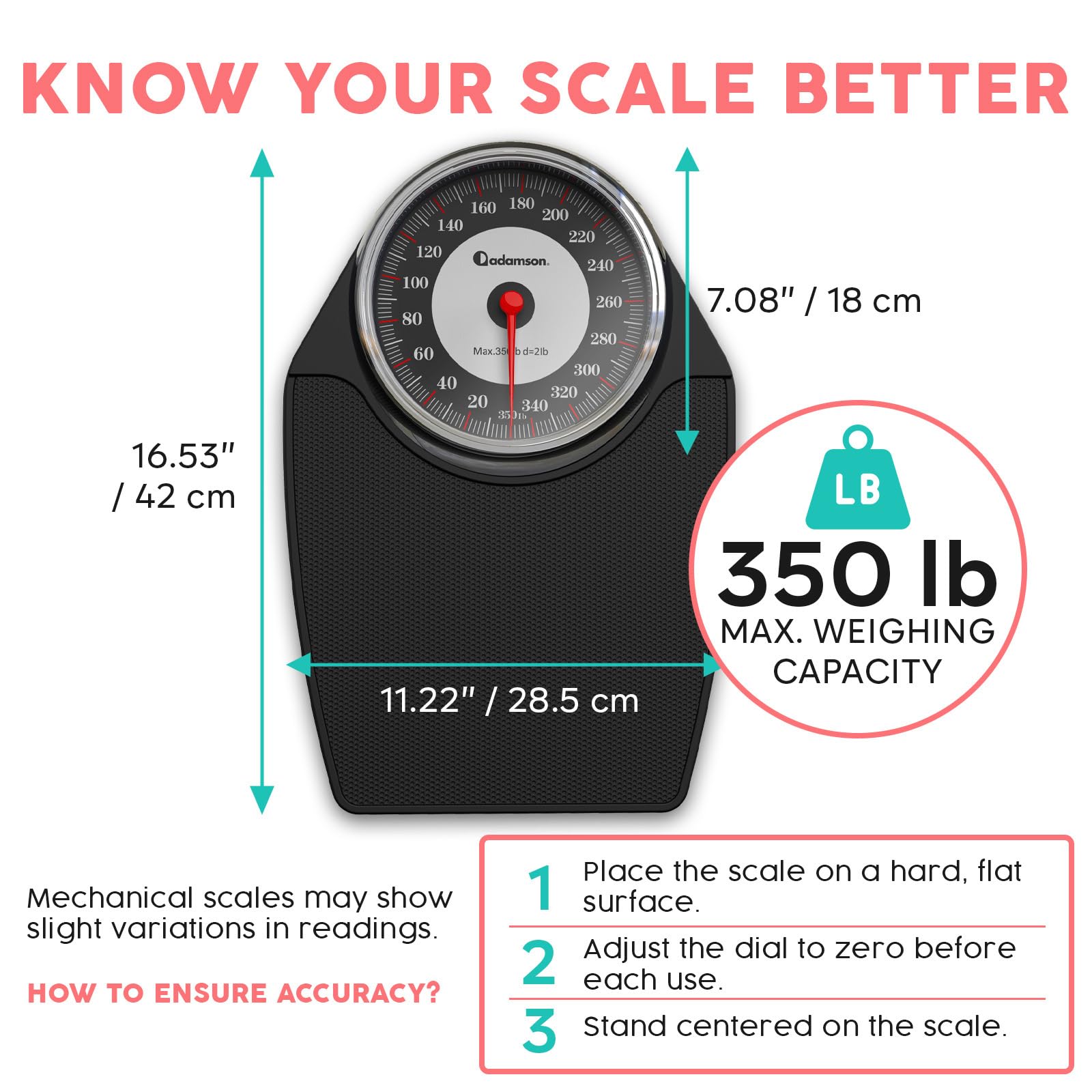 Adamson A24 Analog Scale - 350 lb, Easy Read -3 Adamson A24 Analog Scale - 350 lb, Easy Read -3