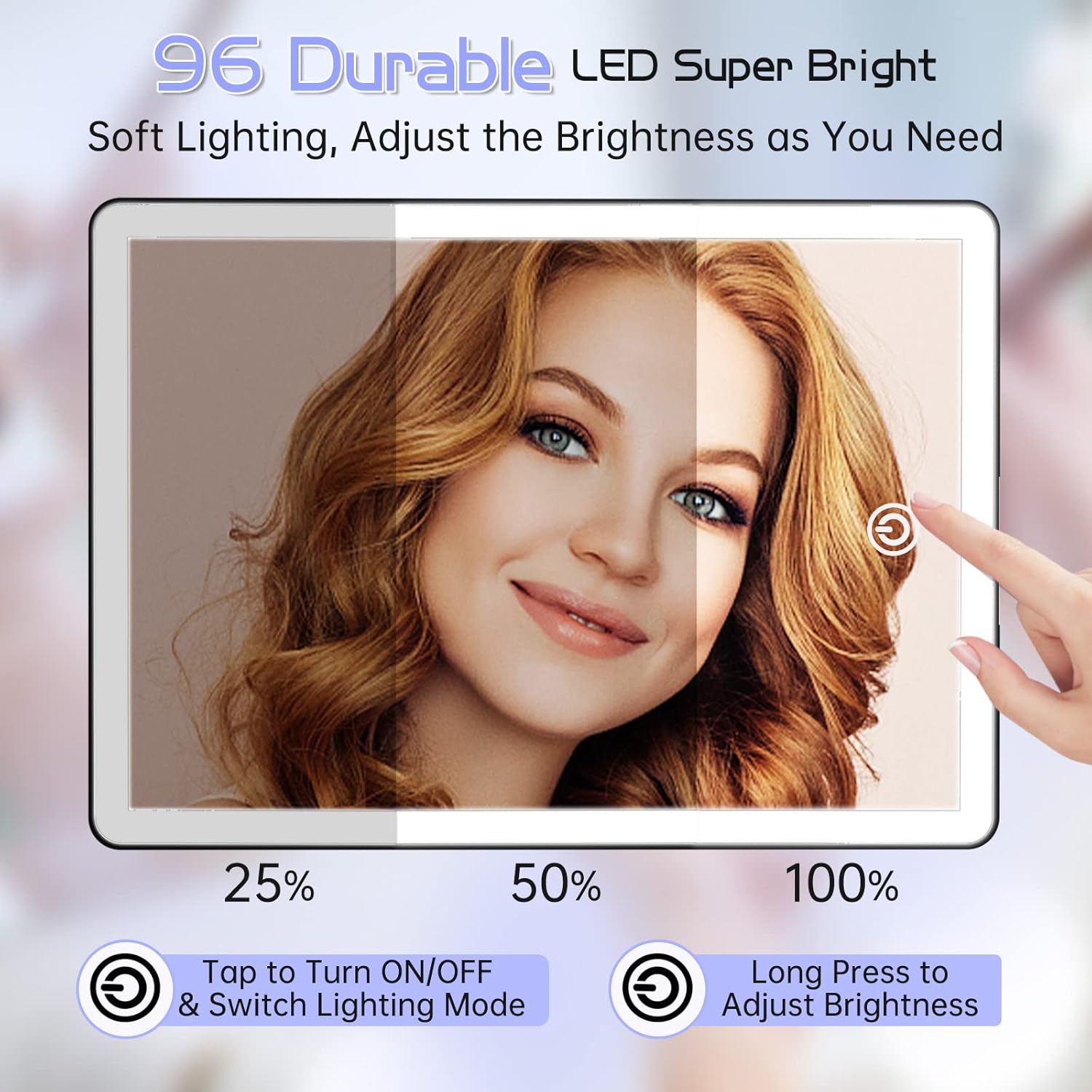 Recharable Makeup Vanity Mirror with Lights, Lar Lighted Desk