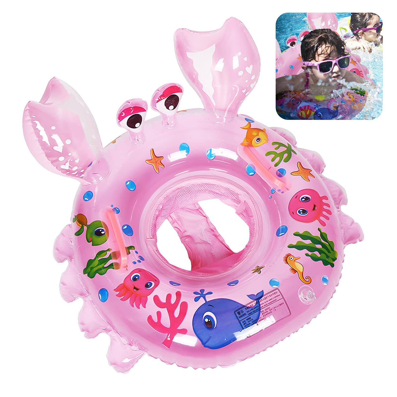 Yisscen - Anillo de natación para bebé, boya para bebé, Cangrejo de bebé, Asiento de Piscina, boya de bebé, boya Hinchable, Juguetes de Piscina, Regalo para bebés, Apto para bebés de 6 a 48 Meses