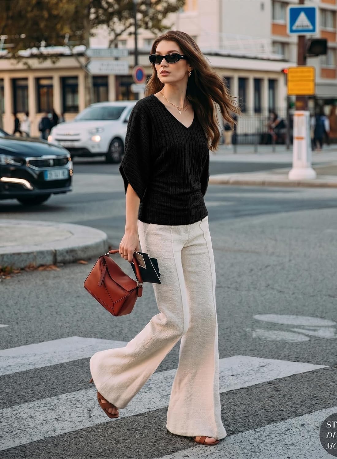 EVALESS 3/4 Length Batwing Sleeve Womens Tops Spring Summer Fall Dressy Casual V Neck Ruched Ribbed T Shirt Outfits Blouses