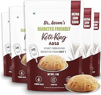 Diabetes Friendly Keto King Atta, 5Kg, Ultra Low Carb, Low GI Atta for Sugar Release Control, Diabetic Atta For Diabetic Care, High Fiber Flour, Sugar Control Keto Atta