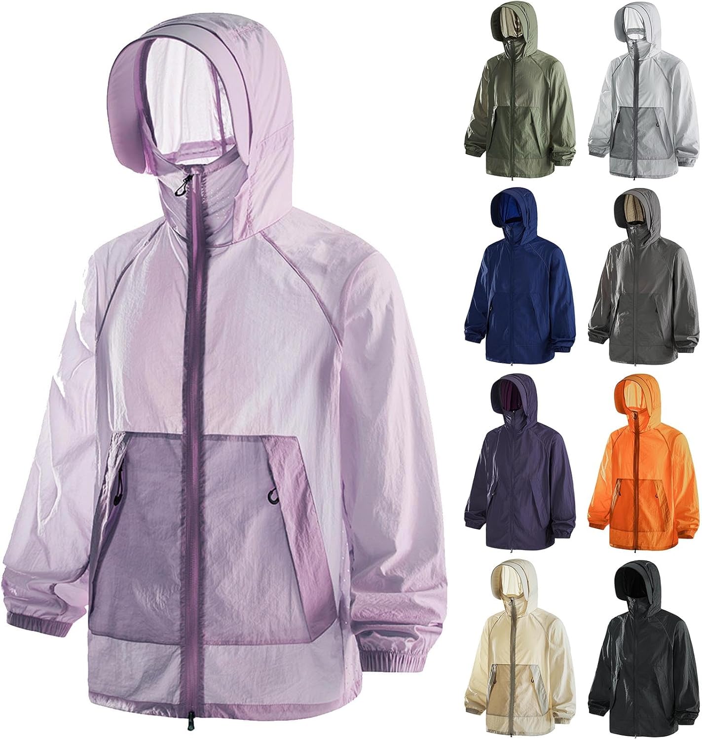 Women's UPF 50+ UV Sun Protection Jackets Lightweight Athletic Running Workout Tops Zip Up Hoodie Outdoor Shirts