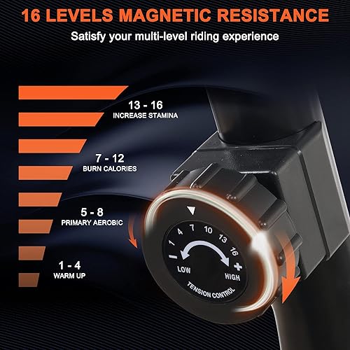 Miniatura 2 de ECHANFIT Bicicleta estática reclinada con conectividad Bluetooth y 8 niveles de resistencia magnética, bicicleta estacionaria para el hogar con