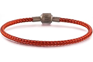 Women's Charm Bracelet with Red Rope and Sterling Silver Clasp