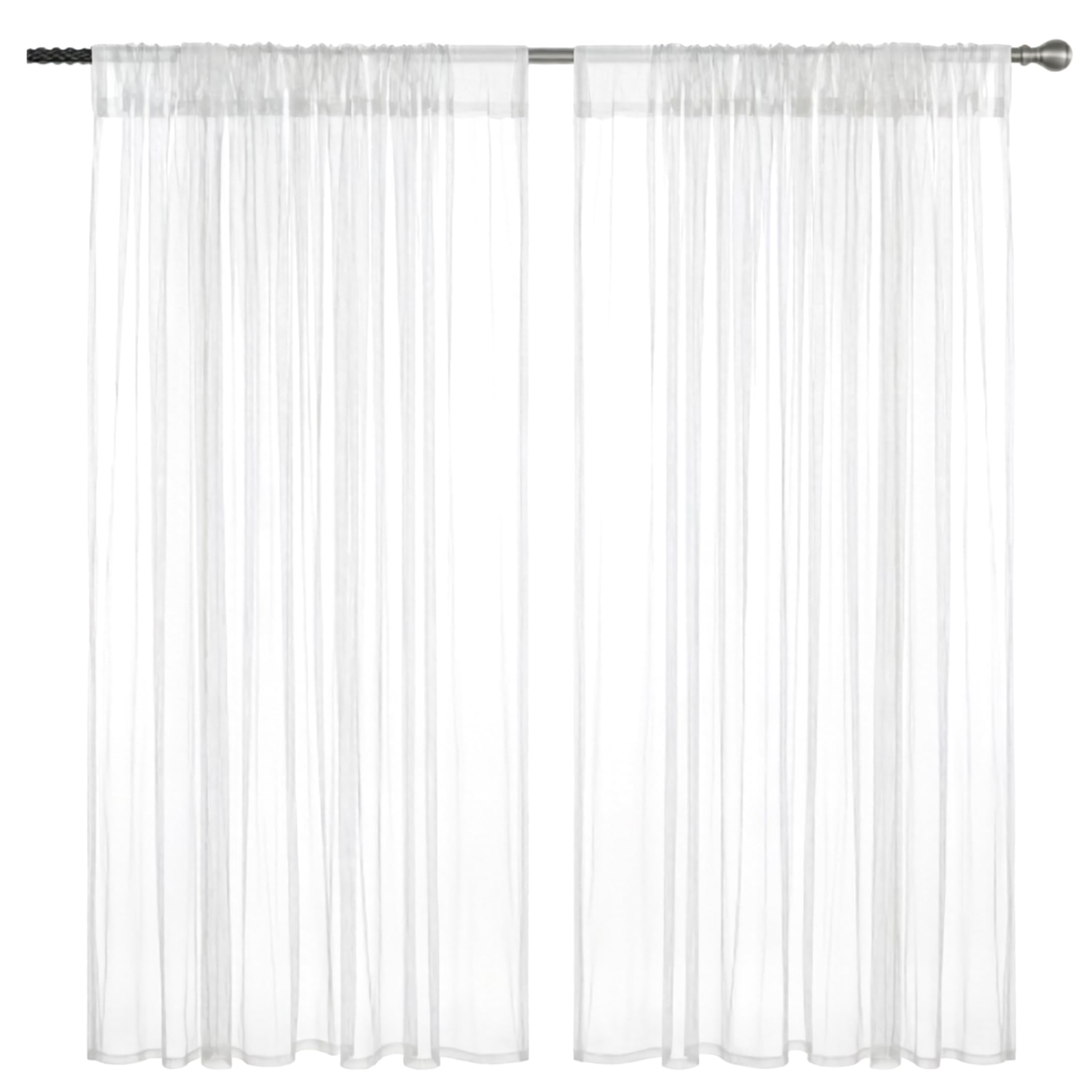 Neptuiby Mesh Curtains, 2Pcs Outdoor Gazebo Mesh Curtains, Insect-blocking Breathable Extra Wide Pergola Drape, White, 7.55ft X 9.84ft