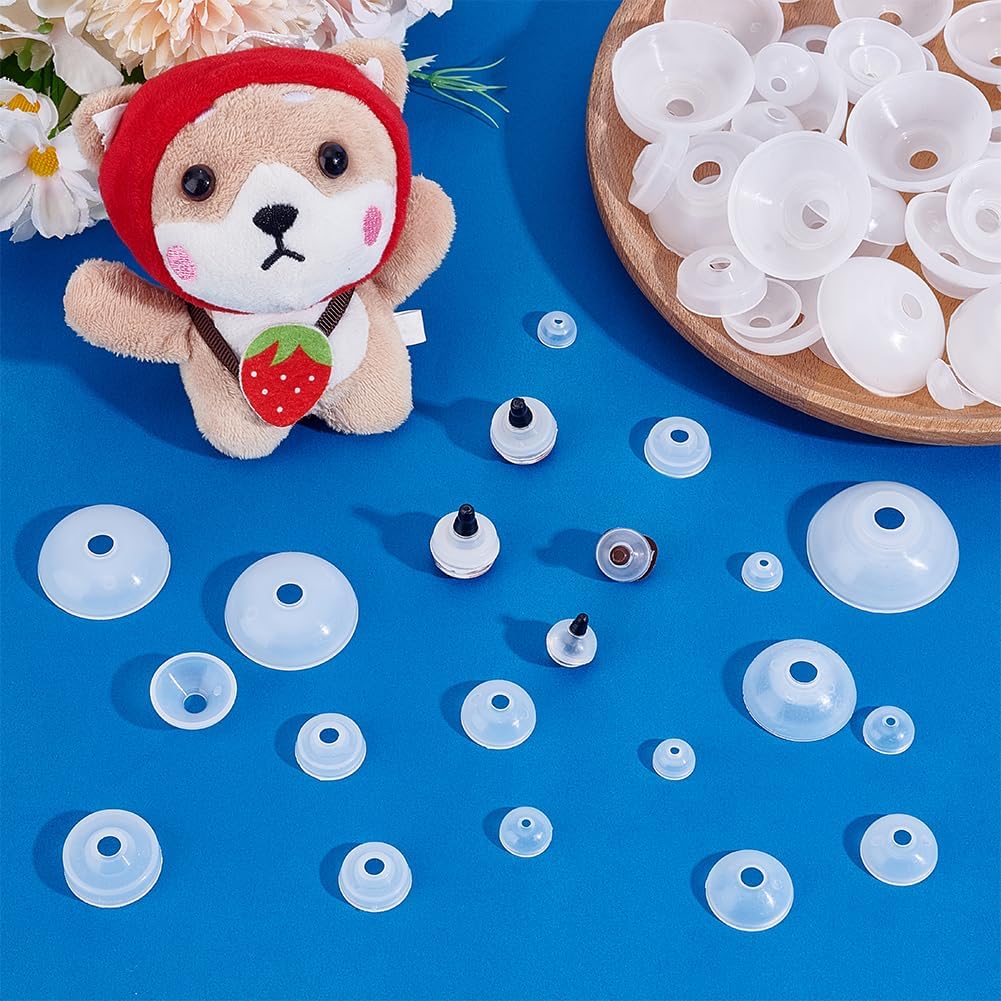 PH PandaHall 140pcs 10 Sizes Washers for Safety Eyes Plastic Washers Amigurumi Eyes Backs Sinker Designed Washers for Crochet Eyes 10~38mm Secure Washers for Stuffed Animals Crochet Crafts