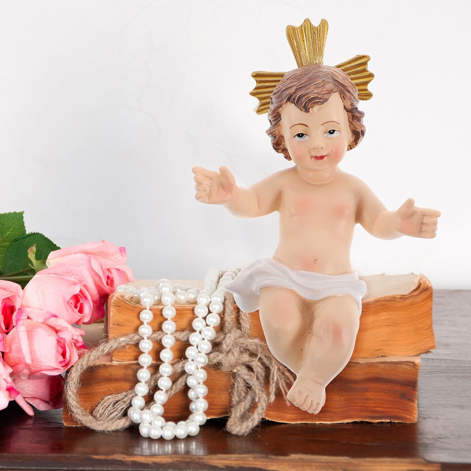 Ciieeo Decorative Jesus Figurine Resin Religious Table Ornament Small Nativity Desk Sculpture for Home Office Christmas Shelf Display