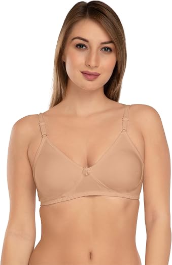 DAISY DEE Women's Brassiere Soft Cotton Non-Padded Wire-Free Everyday Use Full Coverage T-Shirt Bra with Concealed Shaper ...