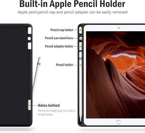 Miniatura 3 de auaua Funda para iPad de 9ª generación 2021, iPad de 8ª generación, iPad de 7ª generación con portalápices, piel vegana, funda inteligente