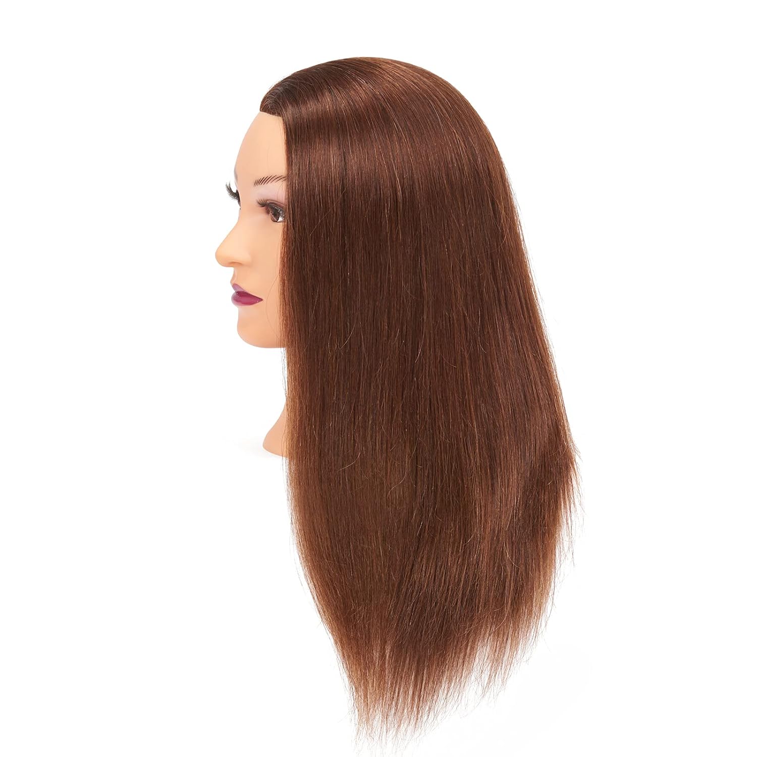 Mannequin Head 20"-22" 100% Human Hair Hairdresser Training Head Mannequin Doll Head Cosmetology Manikin Training Head Hair for Practice Cutting Braiding with Free Clamp Holder 92022LB0414