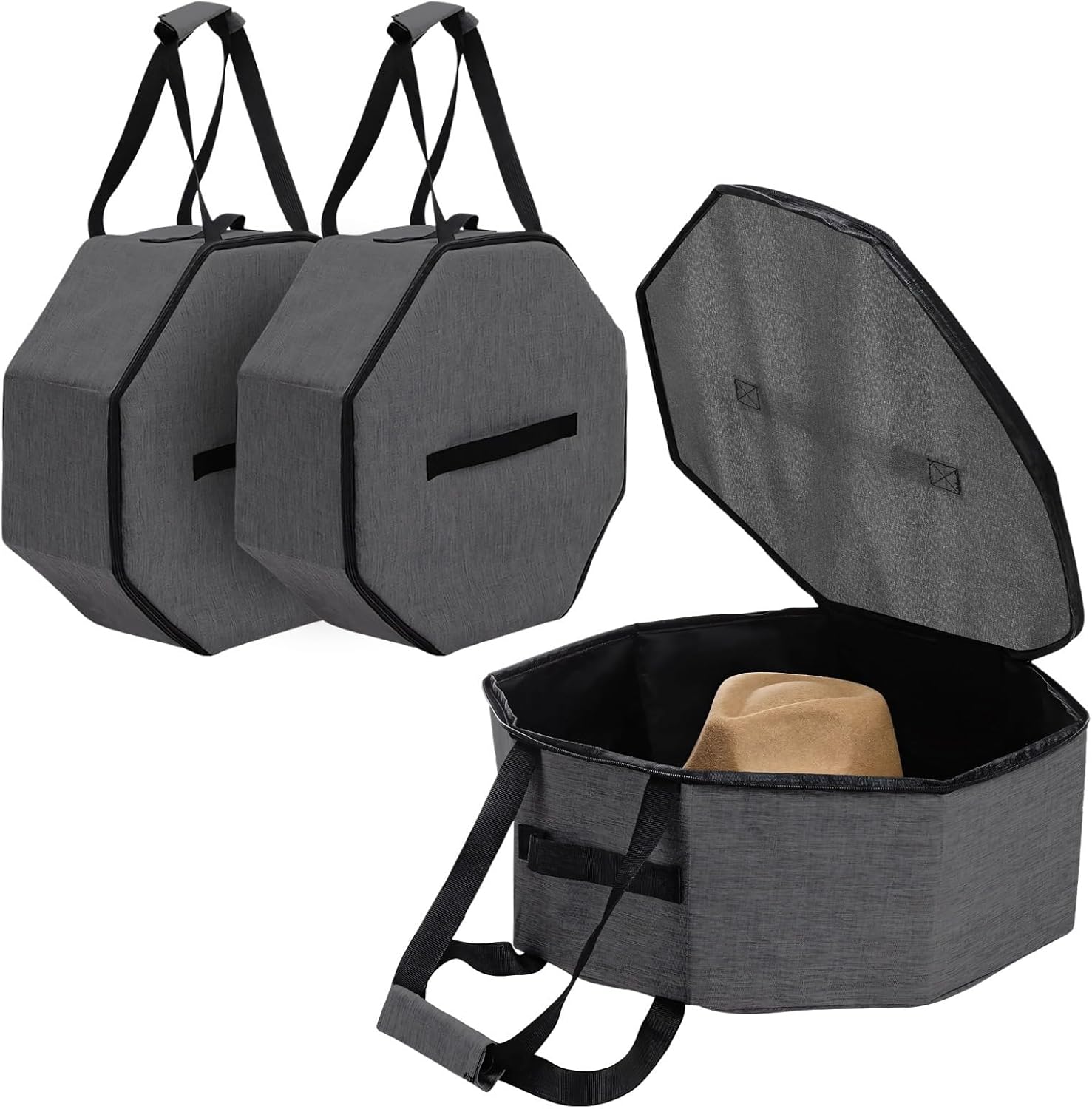 Men Women's Hat Travel Organizer, 2-Piece Case, Oxford Cloth with Handle