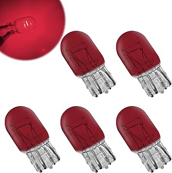 5 PCS 7443 Brake Light Bulbs, 12V 21/5W Reverse Dual Wire Plug and Play 7443 Brake Light Bulb, 7443 Turn Signal/Reverse/Tail Light Bulbs, Automotive Bulb Replacement for Cars,Trucks,SUVs Red