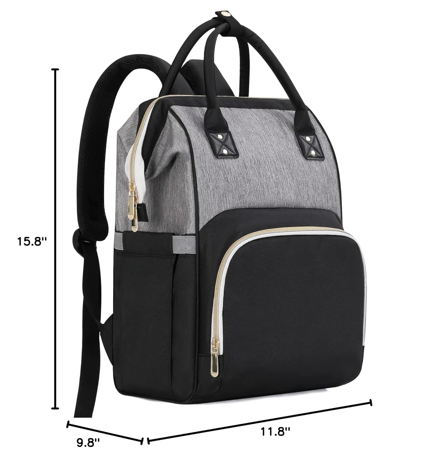 Femuar Diaper Bag Backpack Multifunction Maternity Nappy Baby Bag for Girls & Boys Large Capacity Travel Diaper Bags Black Gray - Image 7