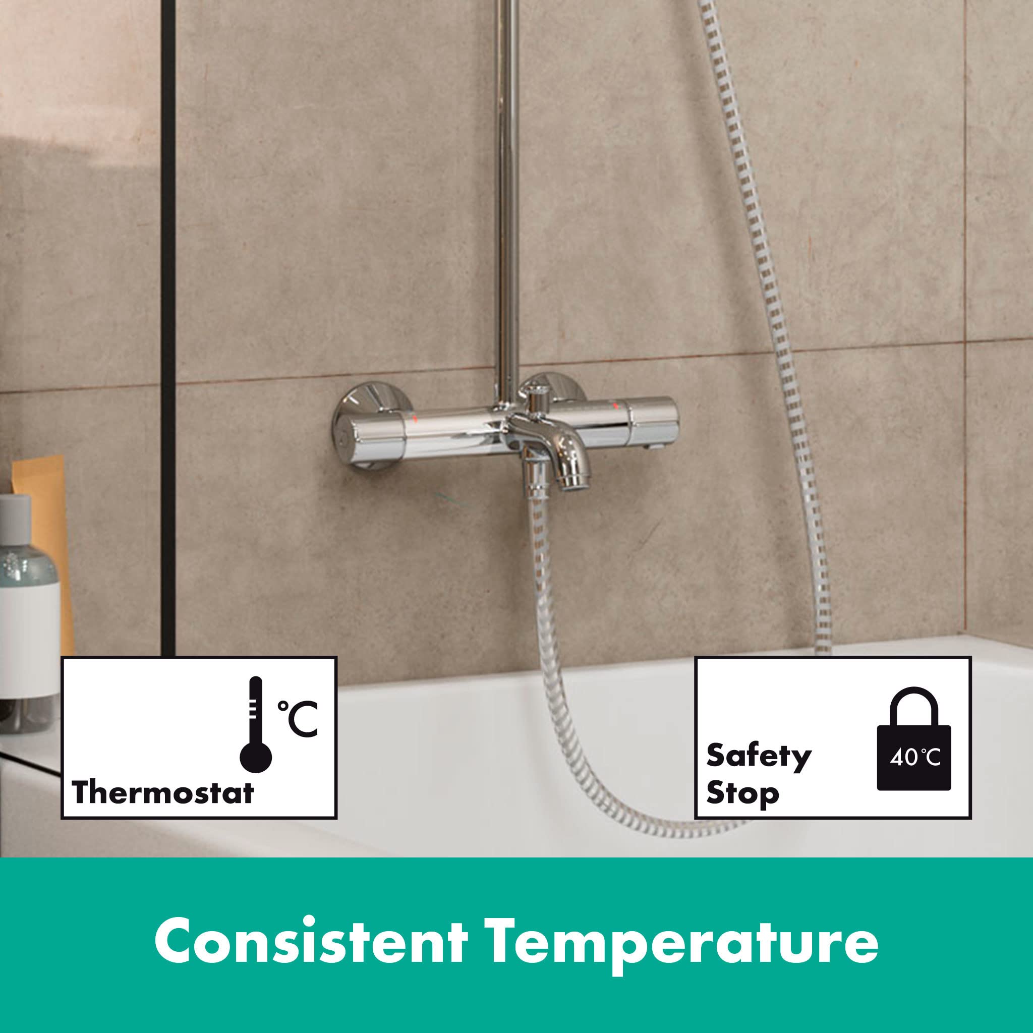 hansgrohe Vernis Blend Komplet prysznicowy 200 1-strumieniowa EcoSmart z baterią termostatyczną wannową, chrom, 26079000