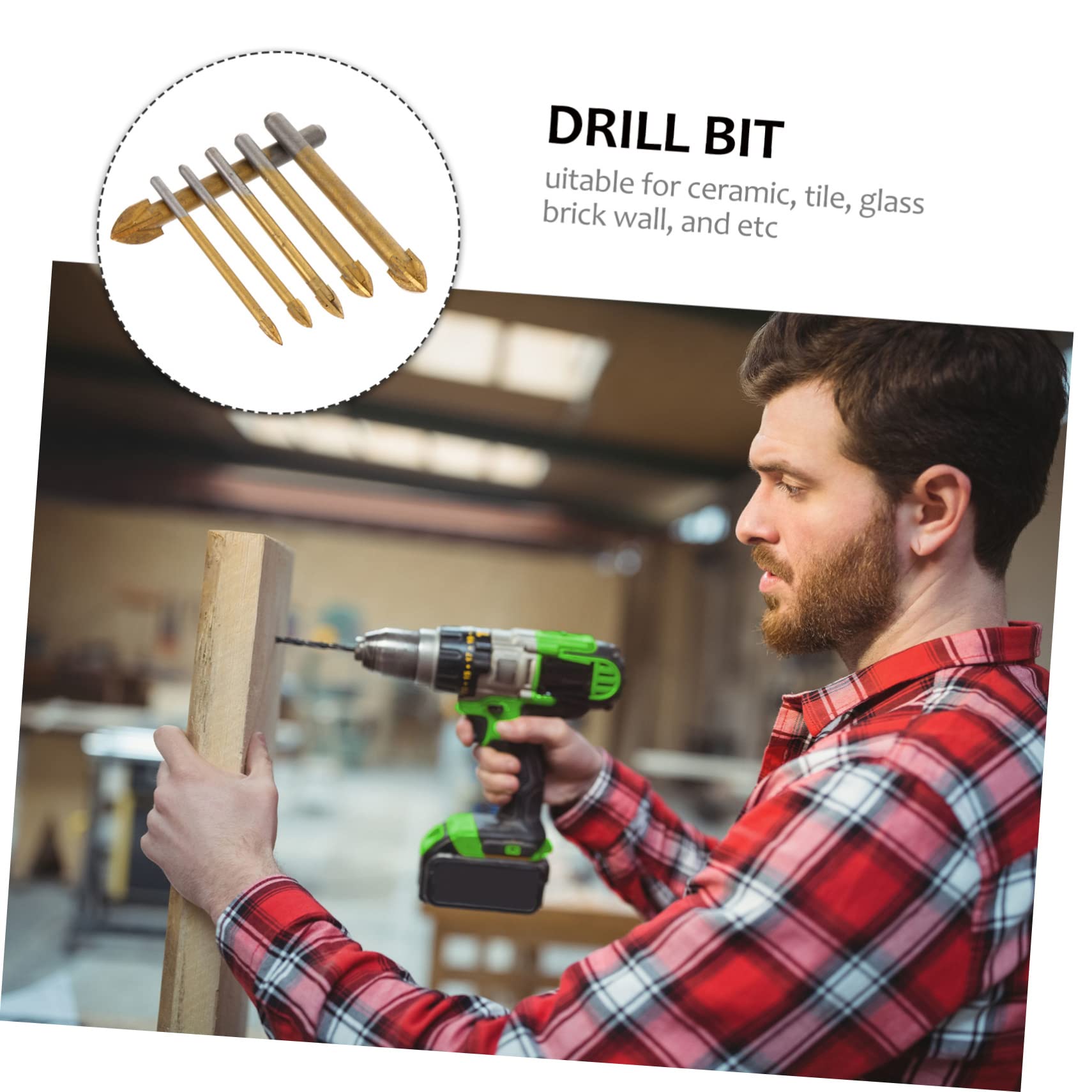 Balacoo 3 Sets Cross Shape Tile Drill Bit Drill Bit for Ceramic Glass Marble Mirror Titanium Coated Handle Water Resistant