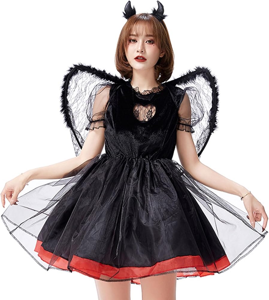 【新品】ブラック★ベリーダンス衣装◆天使の羽襟！8点セット★ハロウィンにも 新品】ブラック☆ベリーダンス衣装◇天使の羽襟！8点セット