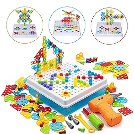 STEM Drill & Build Kit for Kids Ages 3-8 | Electric Toy Drill with 193+ Pieces (Screws, Nuts, Rainbow Fasteners) | Creative Design Construction Toys for Boys Girls | Gift for Birthdays, Christmas