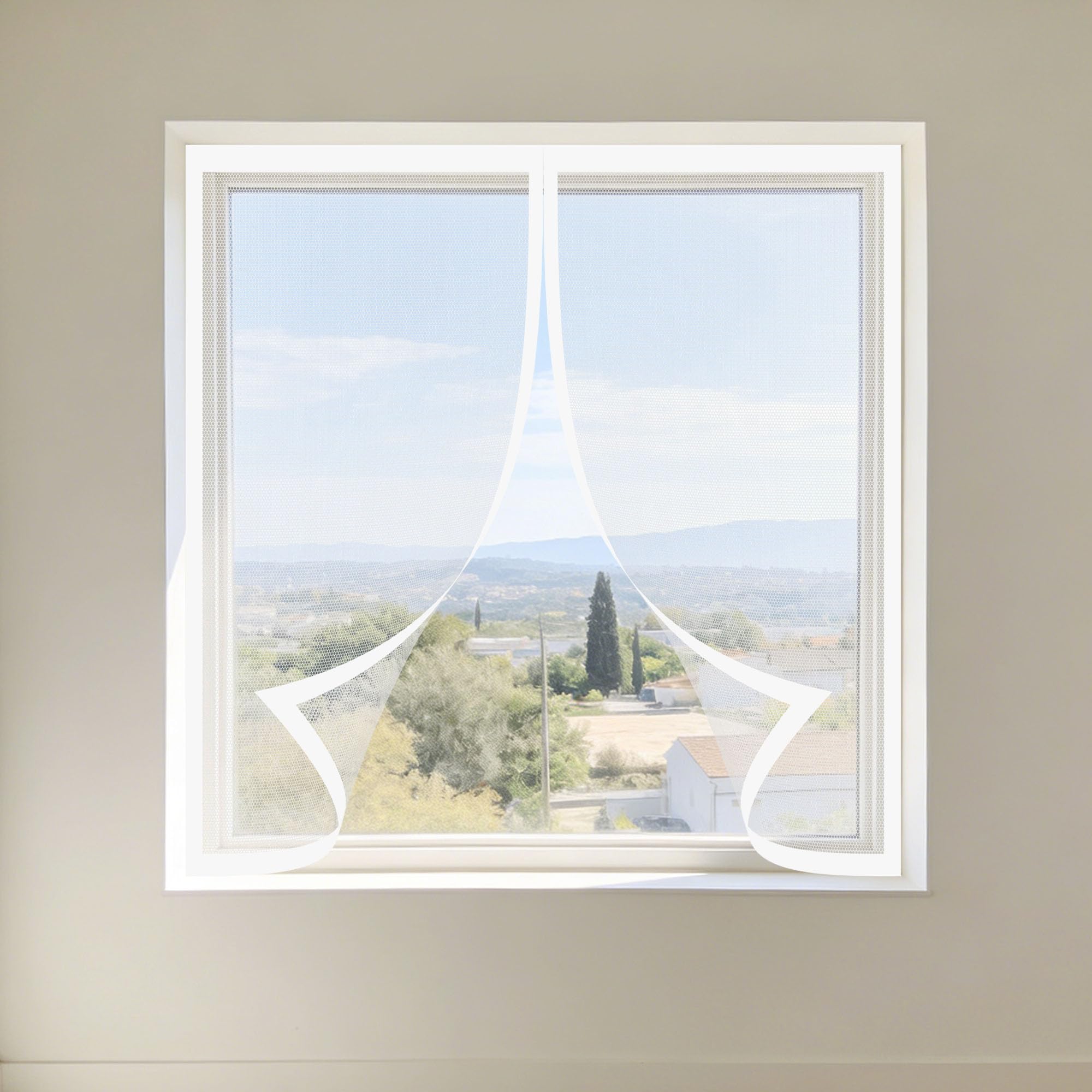 Moustiquaire fenêtre aimantée 175 x 160 cm amovible rideau blanc