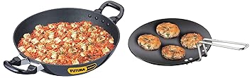 Hawkins - Q54 Futura Non-Stick Kadhai Deep-Fry Pan, 2.5 Litres/26Cm, Black & Hawkins Futura Hard Anodised Tawa, 24Cm, Black